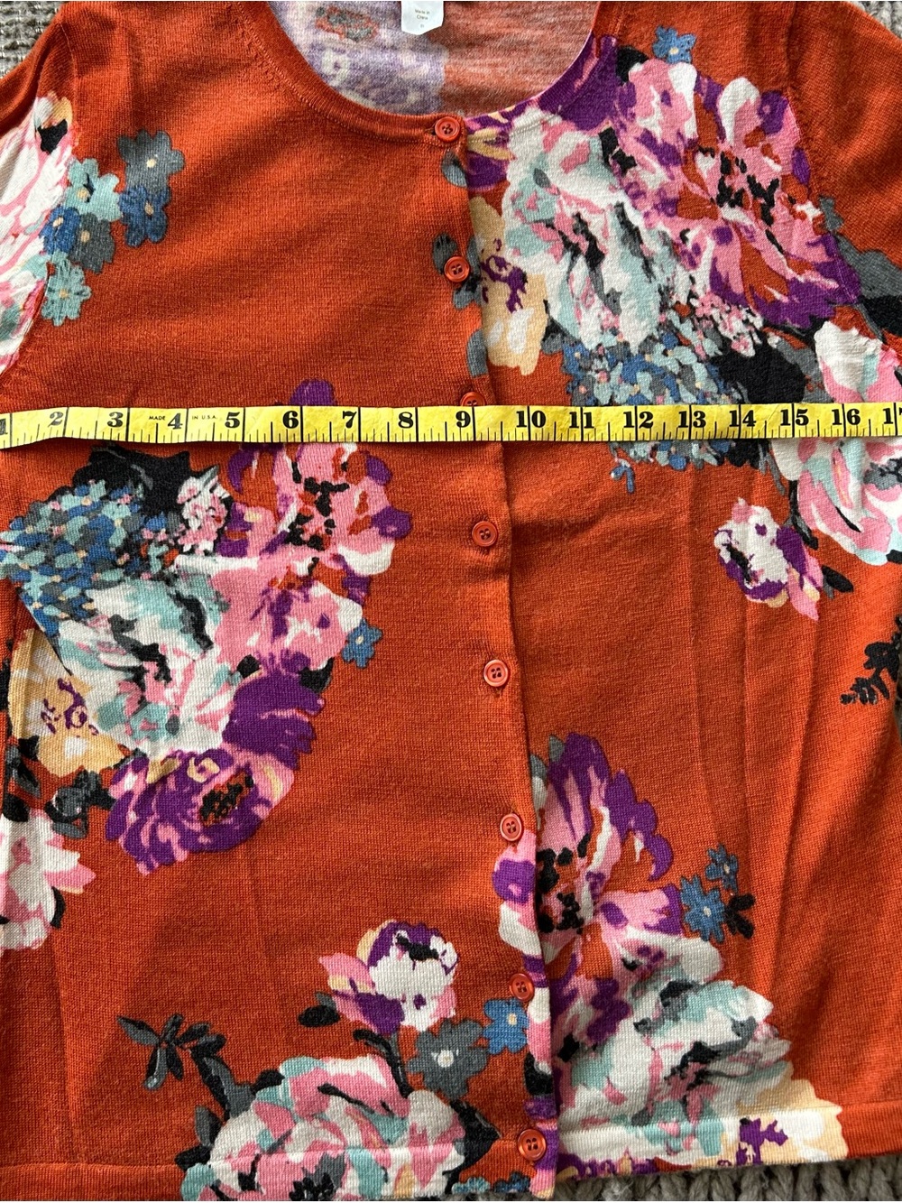 Garnet Hill Burnt Orange Cardigan Sweater, Size Small - Picture 6 of 8
